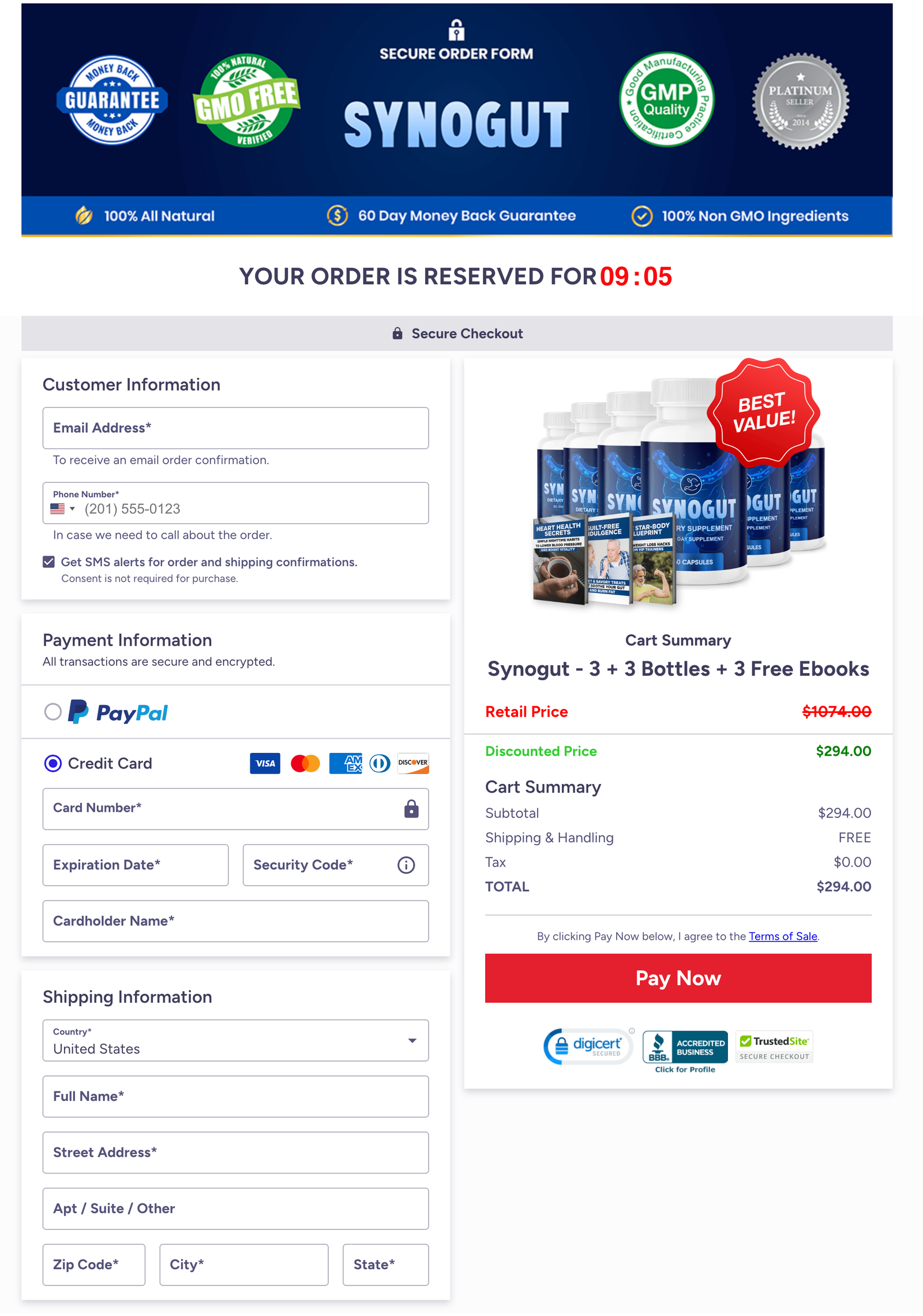 SynoGut Official Website Secure Order Page